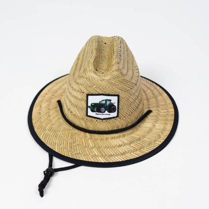 Summer Green Tractor Kids Straw Hat