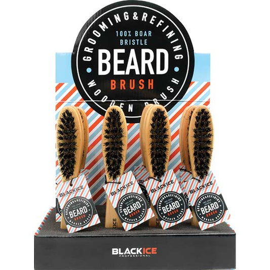 BLACKICE 100% BOAR BRISTLE BEARD BRUSH WOOD HANDLE