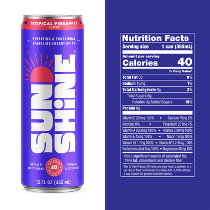 Sunshine Energy - Tropical Pineapple (12 pk- 12oz)