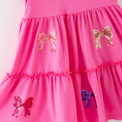 Coquette Bow Sequin Girls Dress