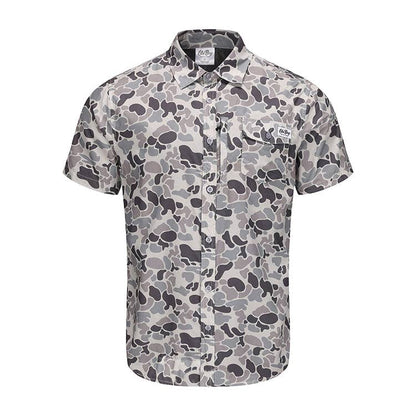 OLE BOY Performance Button Up Fishing Shirt - Grey Camo