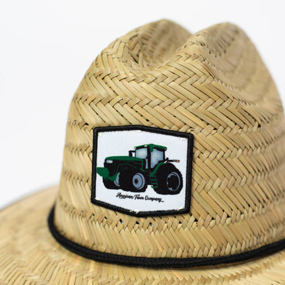 Summer Green Tractor Kids Straw Hat