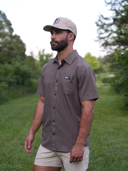 The Earth Brown Performance Button Up