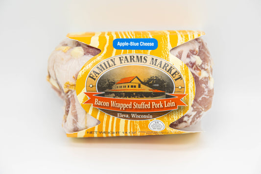 Bacon Wrapped Stuffed Pork Loin - Apple Blue Cheese