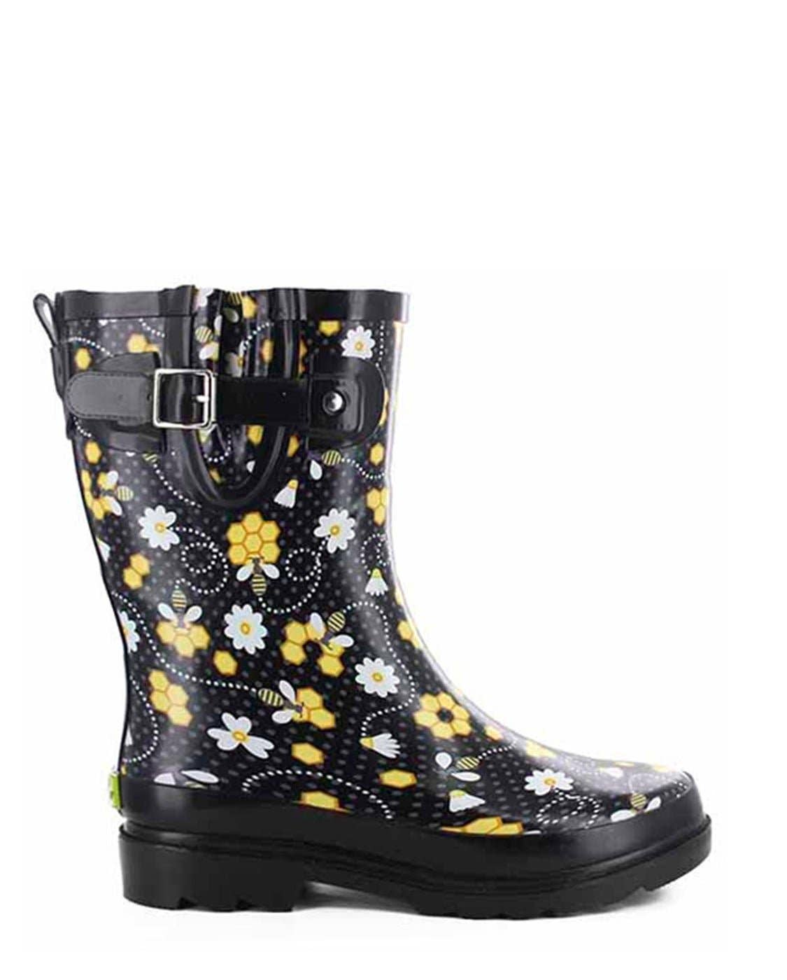 Women's Bloom Bees Mid Rain Boot - Black