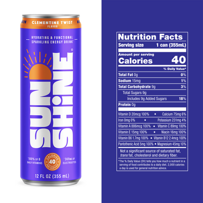 Sunshine Energy - Clementine Twist (12 pk - 12oz)