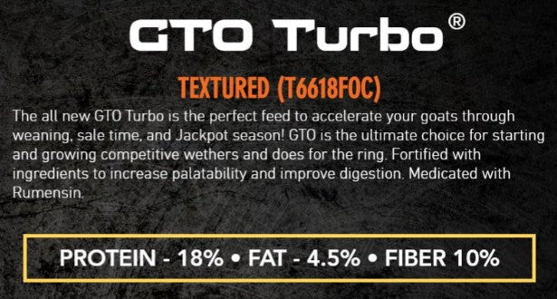 Formula of Champions GTO Turbo show goat feed