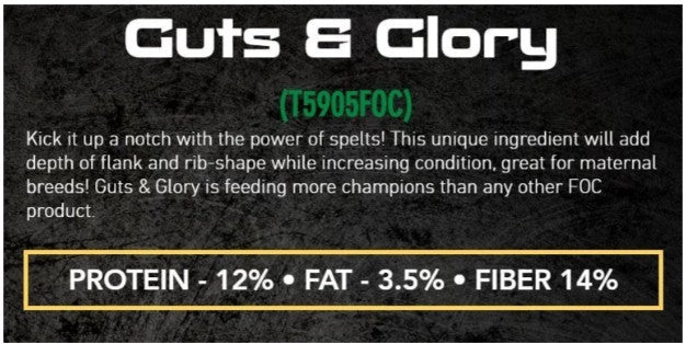 Formula of Champions Guts and Glory show cattle feed