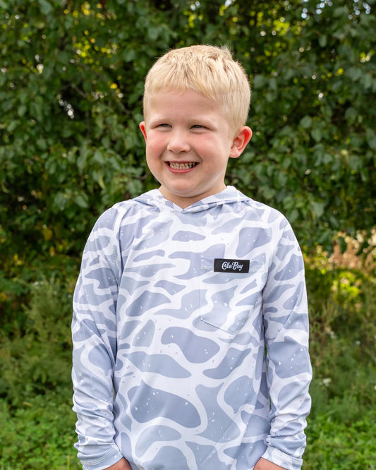 Ole Boy Youth performance hoodie -Grey Duck Camo